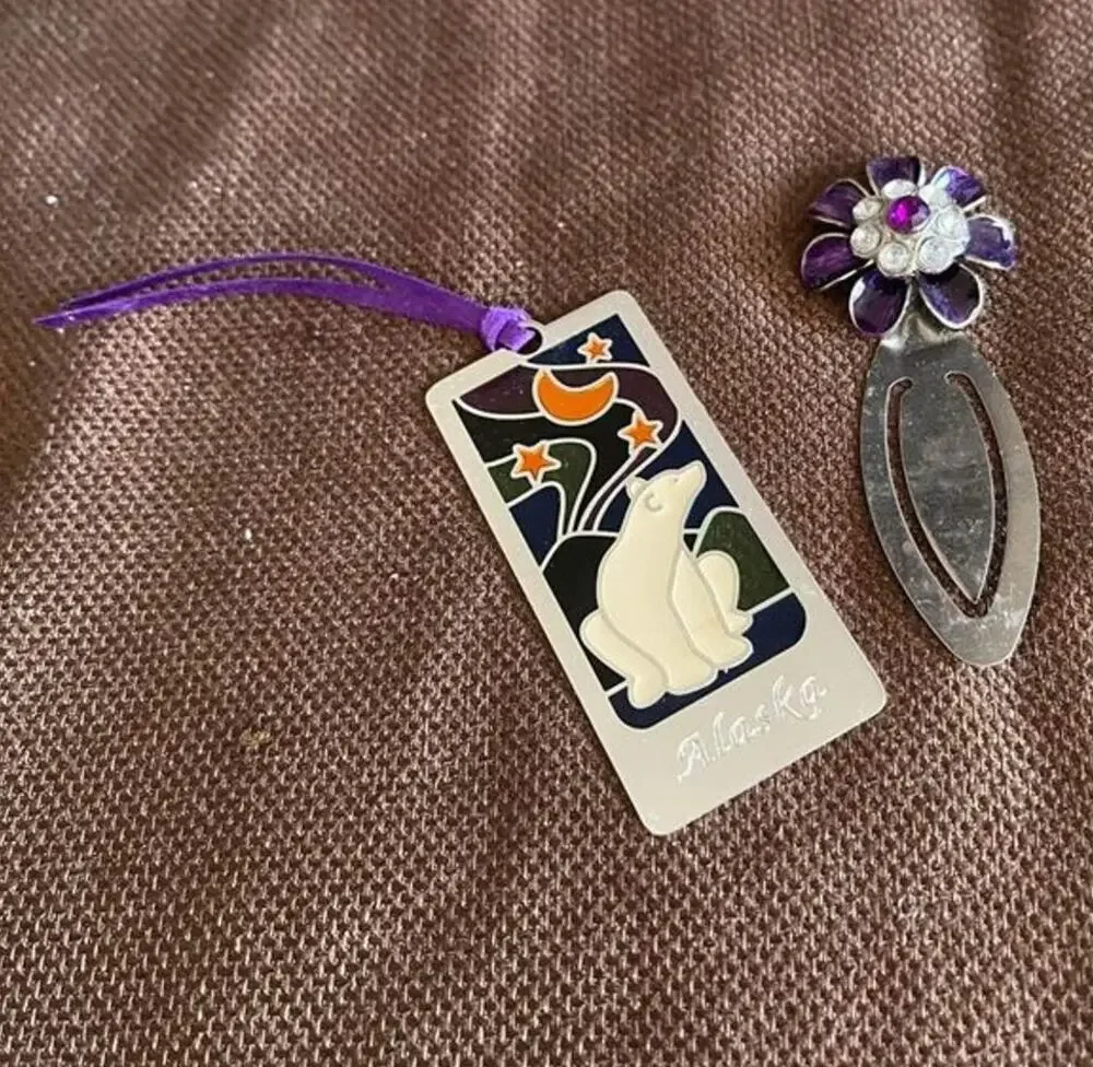 bookmarks x2 alaska and purple rhinestones